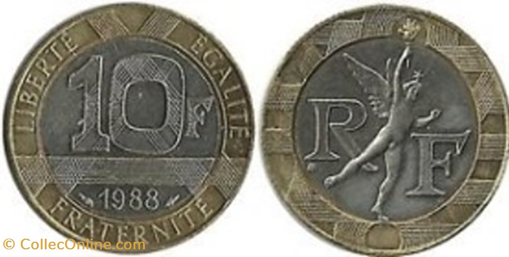 valeur pièce 10 francs 1991 génie de la bastille