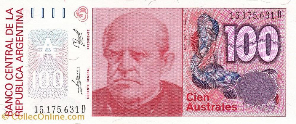 Argentine-100 Australes 1989 billets argentine 100 australes 1989