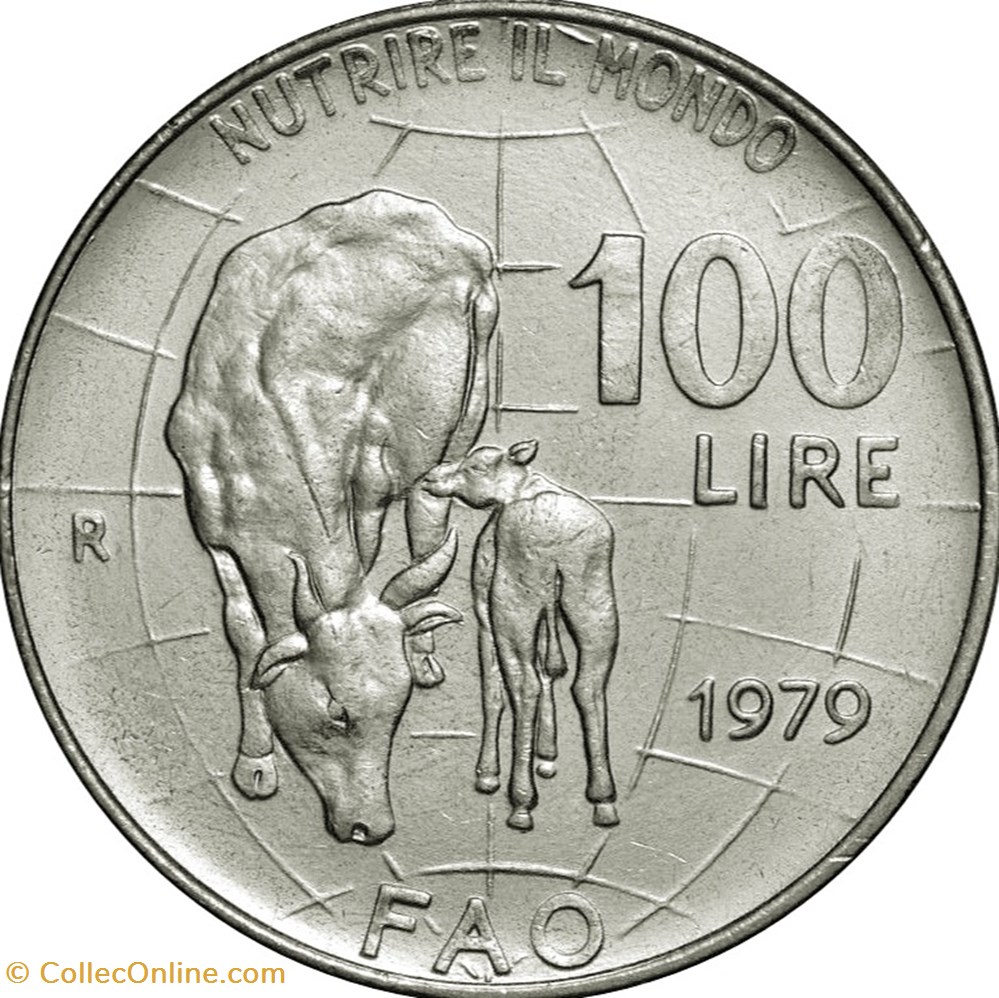 monnaies monde 100 lires italie 1979 fao