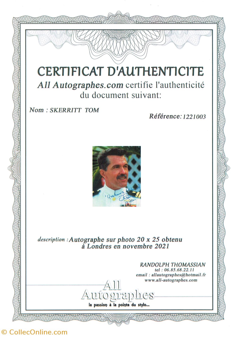 Skerritt Tom-Top Gun cinema series autographes skerritt tom top gun