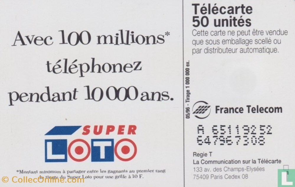 divers telecartes cartes telephoniques france super loto solaique 03 1990