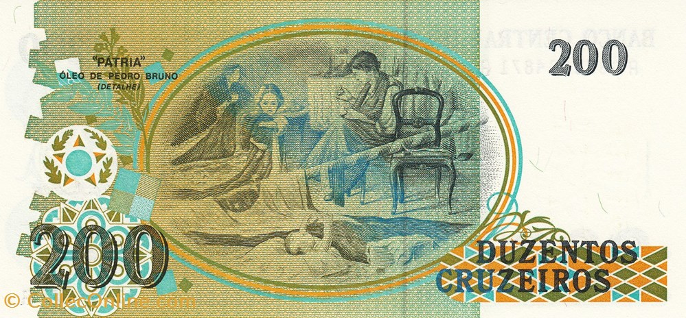 Brésil-200 cruzeiros 1990 billets bresil 200 cruzeiros 1990