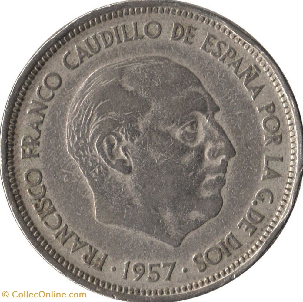 50 Pesetas Espagne 1957 (59) Franco monnaies monde 50 pesetas espagne 1957 59 franco