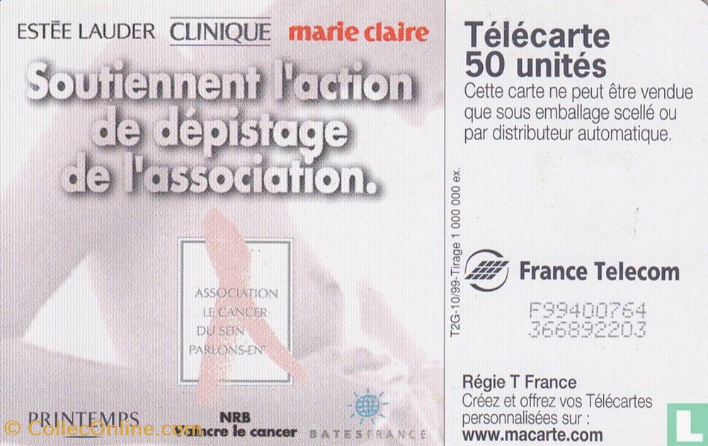 France-Association Le Cancer du Sein, Parlons-En !- Oldenburg Daten Systeme 08 (1998) divers telecartes cartes telephoniques france association le cancer du sein parlons en oldenburg daten systeme 08 1998