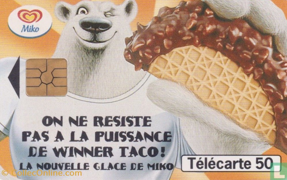 France- Miko Winner Taco- Gemplus 03.1 (1990) divers telecartes cartes telephoniques france miko winner taco gemplus 03 1 1990