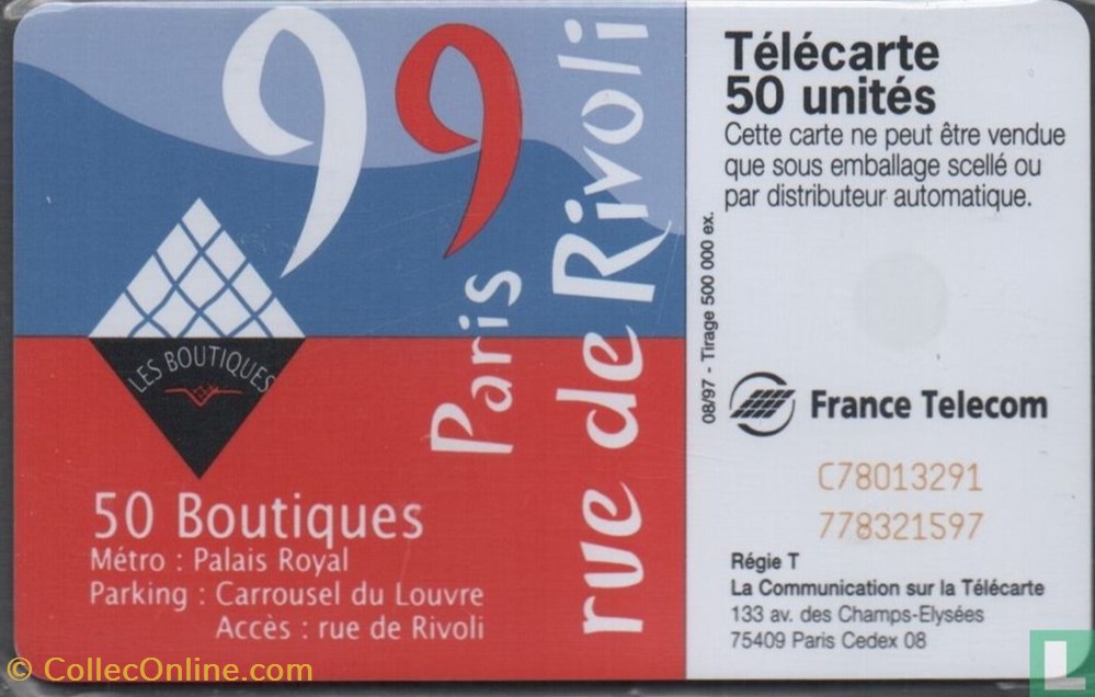 divers telecartes cartes telephoniques france les boutiques du carrousel du louvre schlumberger 07 1 1992