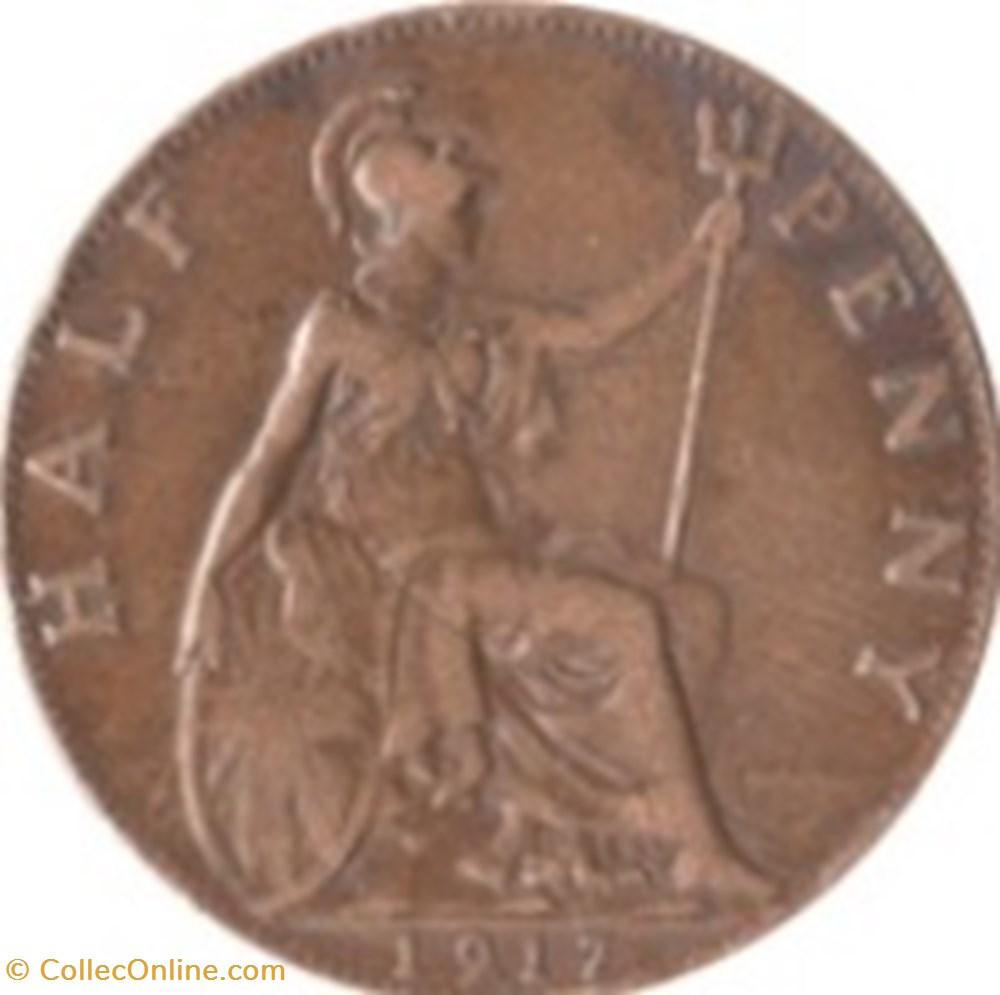 ½ penny George V 1re effigie, large tête Angleterre 1917 monnaies monde royaume uni penny george v 1re effigie large tete angleterre 1917