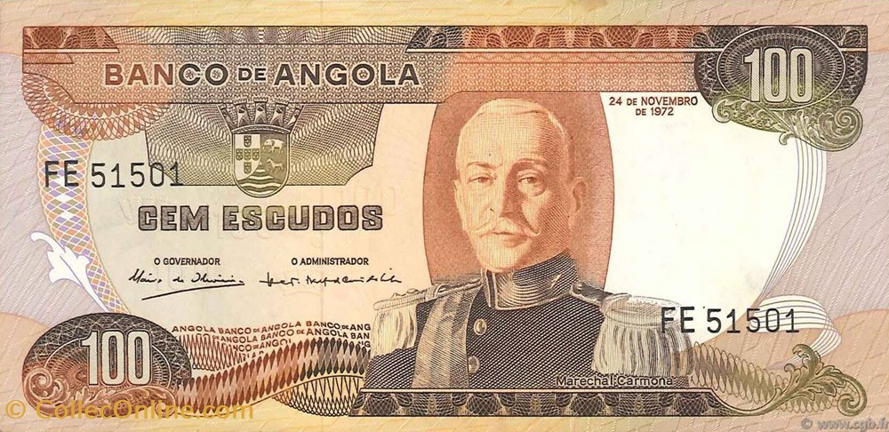 Angola-100 escudos 24-11-1972 billets angola 100 escudos 24 11 1972