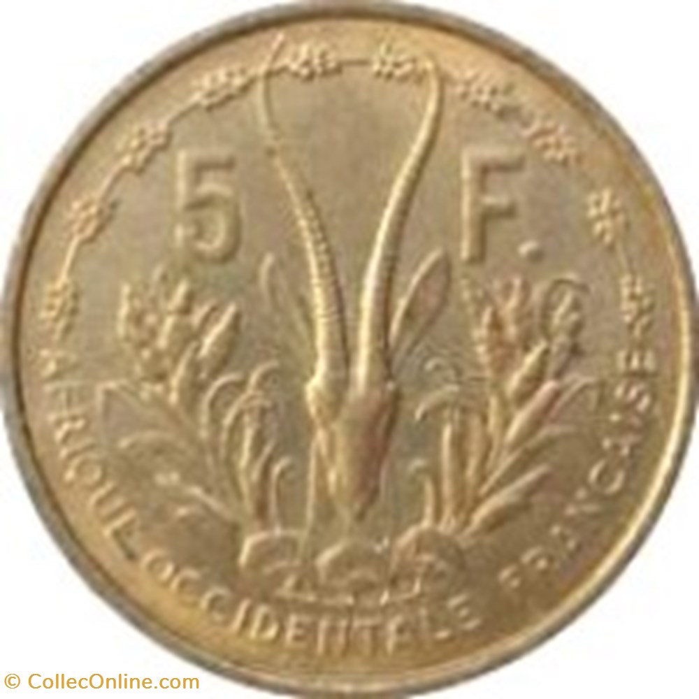 monnaies monde france 5 francs afrique occidentale francaise 1956