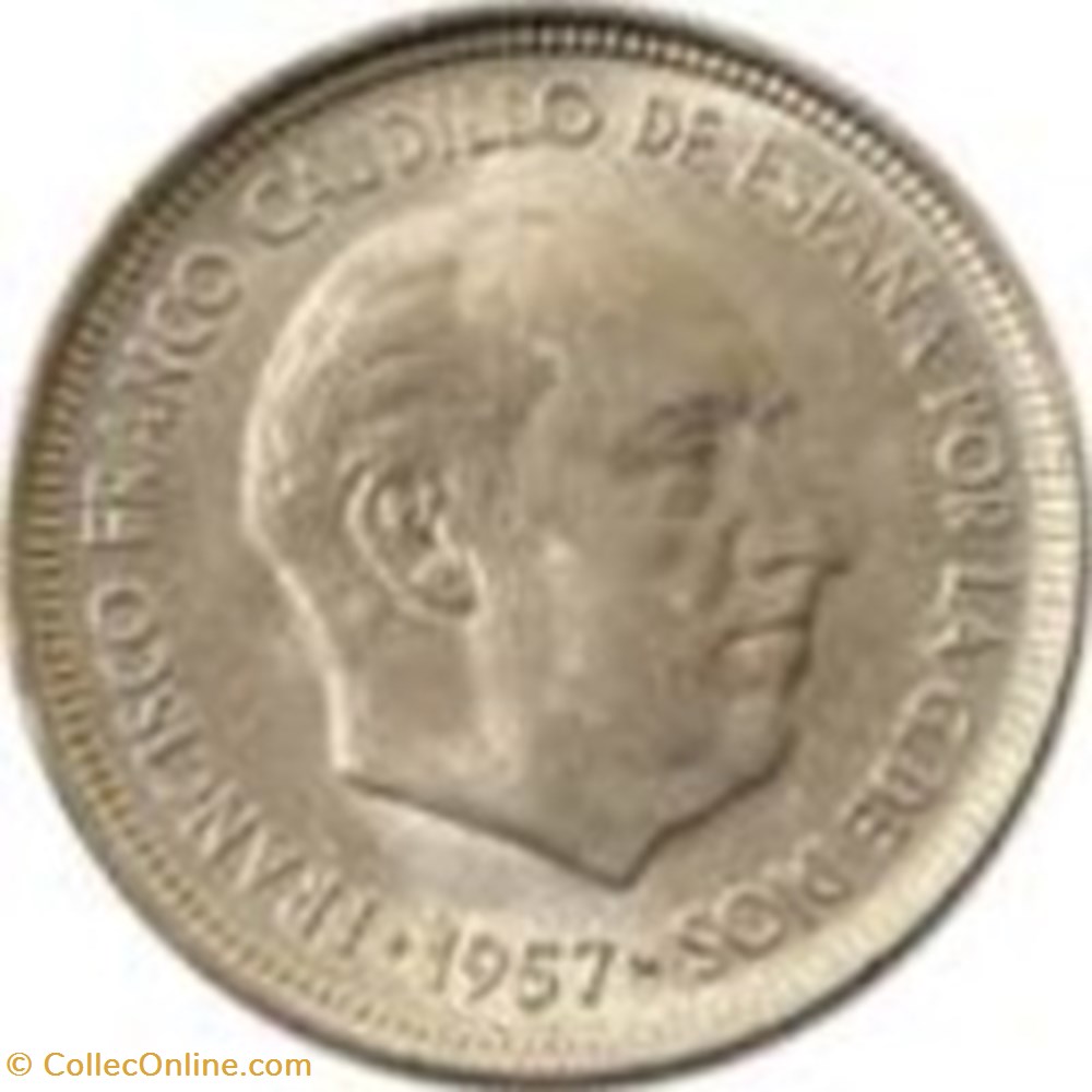 5 Pesetas Espagne 1957 (74) monnaies monde 5 pesetas espagne 1957 74
