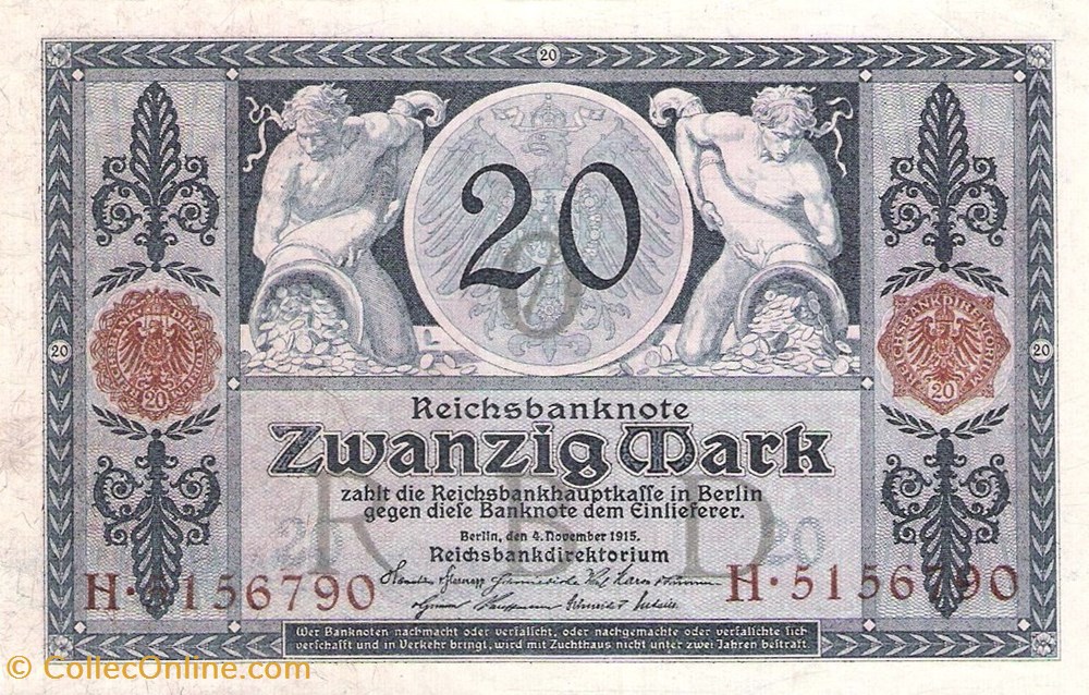 Allemagne-20 Mark-04-11-1915 billets allemagne 20 mark 04 11 1915