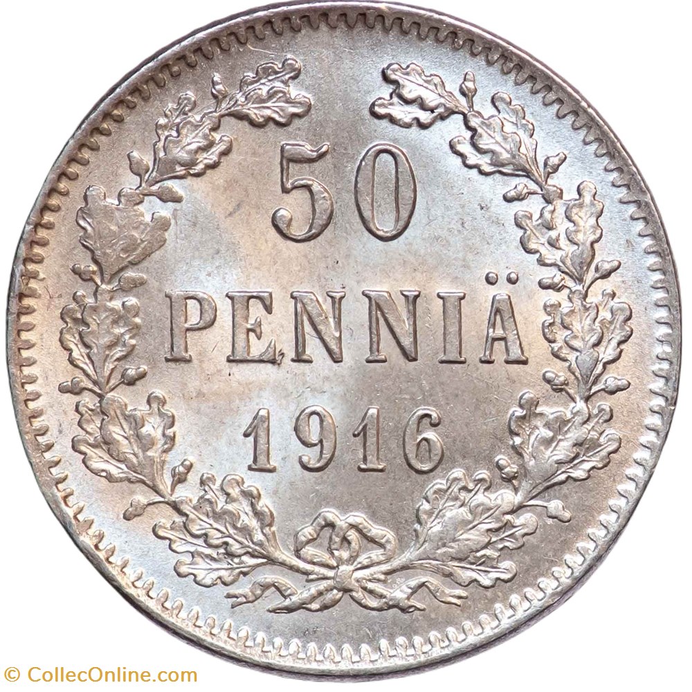 50 pennia - Alexandre II Finlande 1915 monnaies monde 50 pennia alexandre ii finlande 1915