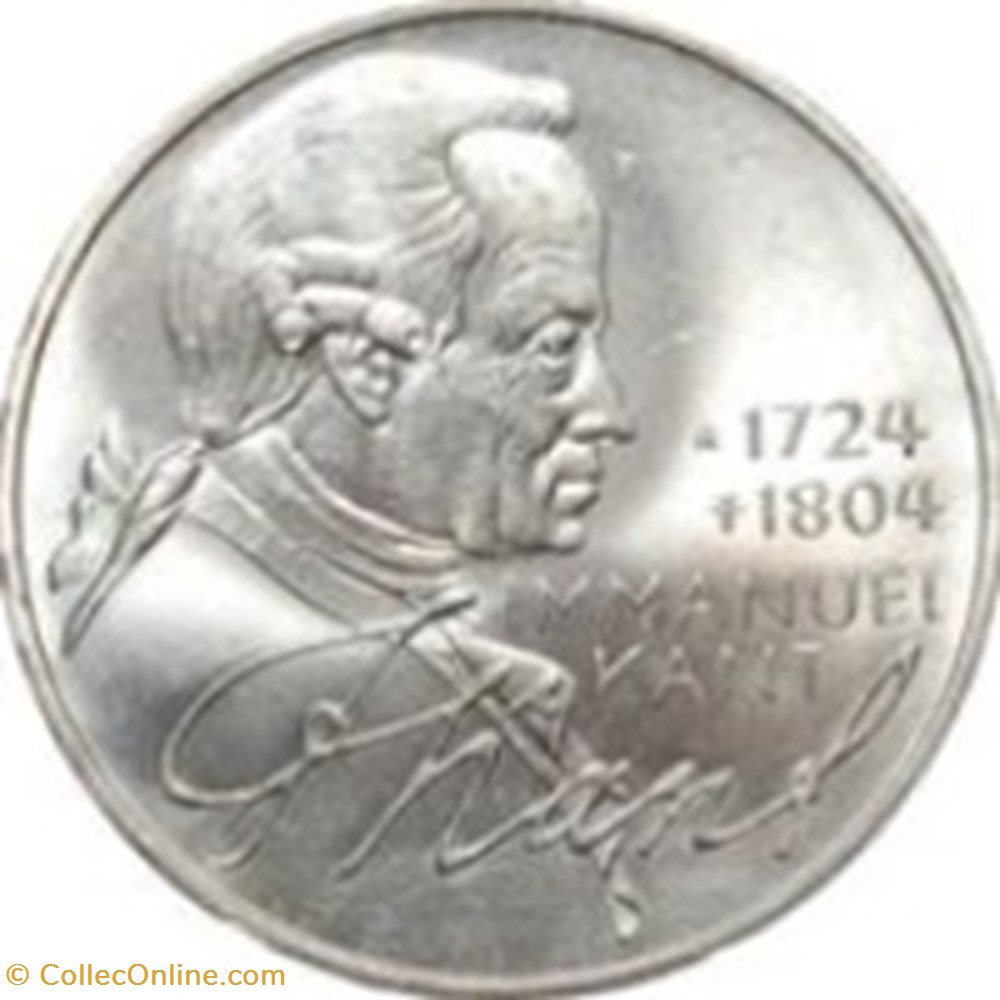 5 deutsche mark Immanuel Kant Allemagne 1974 (D) monnaies monde 5 deutsche mark immanuel kant allemagne 1974 d
