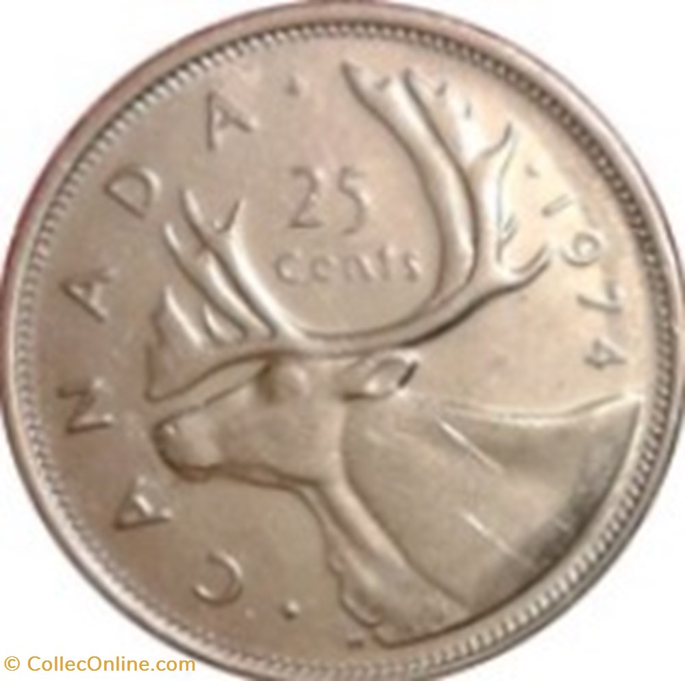 monnaies monde 25 cents elisabeth ii caribou 2e effigie canada 1977