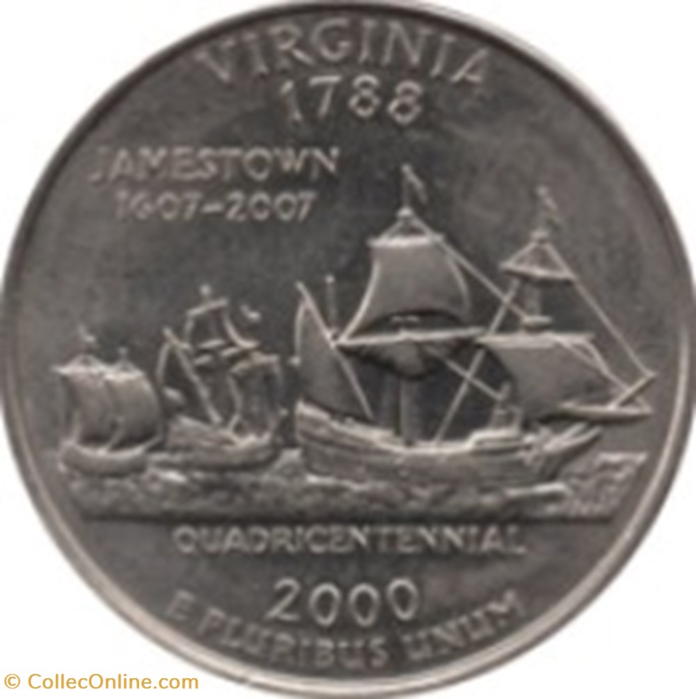Etats Unis-¼ Dollar "Quarter Virginia" 2000 P monnaies monde etats unis dollar quarter virginia 2000 p