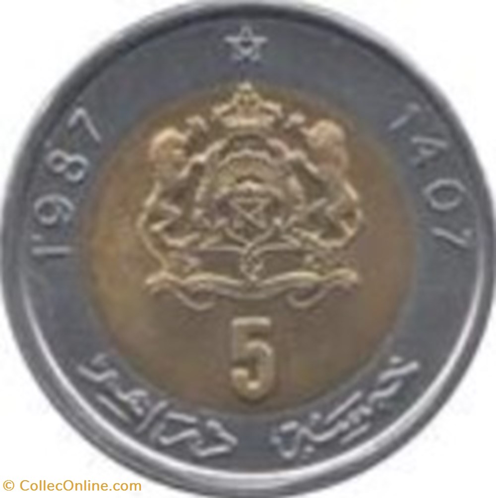 5 Dirhams Maroc 1987 monnaies monde 5 dirhams maroc 1987