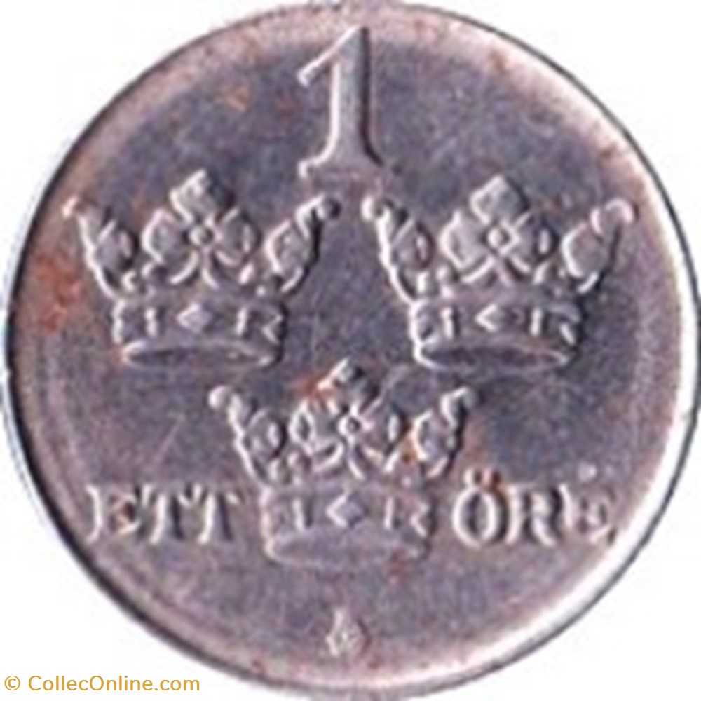 1 öre - Gustaf V fer, guerre Suède 1945 monnaies monde 1 ore gustaf v fer guerre suede 1945