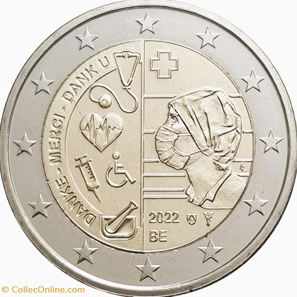 2 Euros-Belgique 2022-Covid 19 monnaies 2 euros belgique 2022 covid 19
