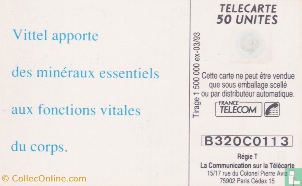 divers telecartes cartes telephoniques france vittel gemplus 01 1 1988