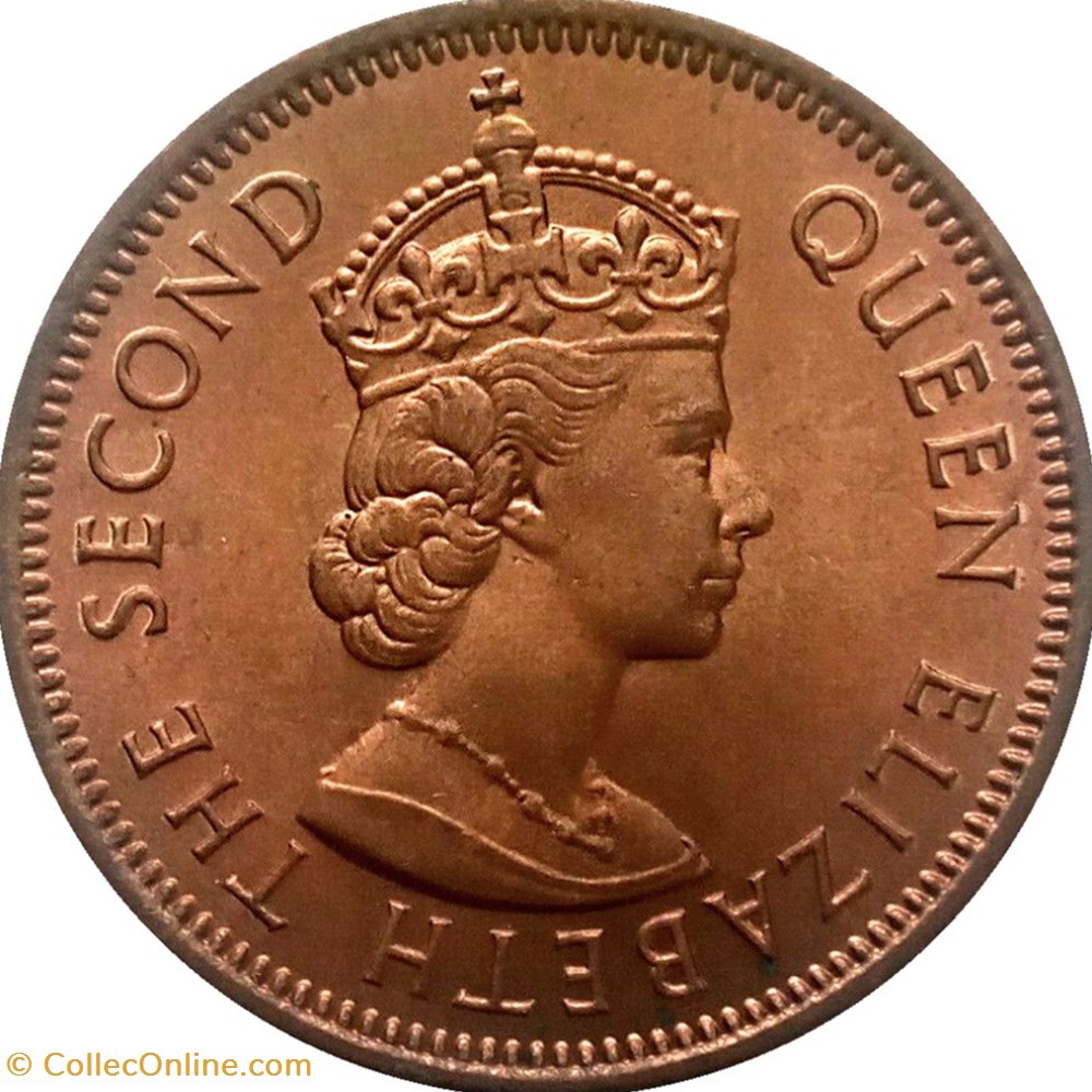 2 cents Mauritus 1957 monnaies monde maurice 2 cents mauritus 1957