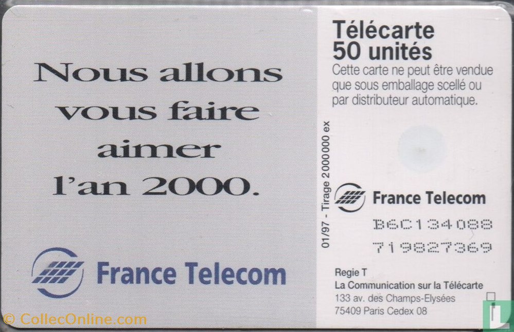 France- Dans l'an 2000 il y a 2.- Gemplus 01.1 (1988) divers telecartes cartes telephoniques france dans an 2000 il y a 2 gemplus 01 1 1988