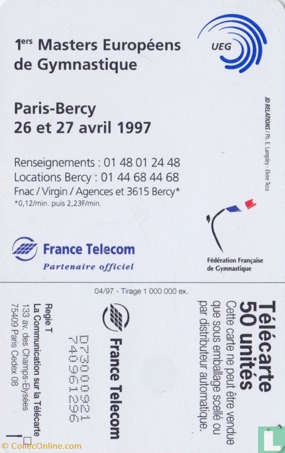 France- Bercy 1997- Oberthur 01 (1992) divers telecartes cartes telephoniques france bercy 1997 oberthur 01 1992
