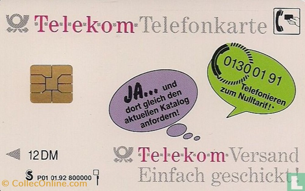 Allemagne- Telekom-Versand- Solaic 05.1 (1991) divers telecartes cartes telephoniques allemagne telekom versand solaic 05 1 1991