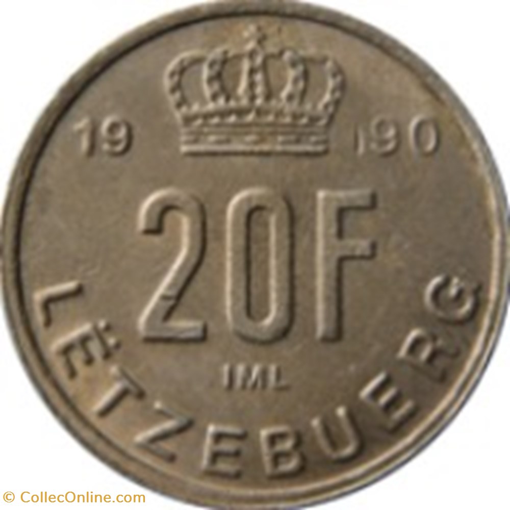 20 francs - Jean Duché du Luxembourg 1990 monnaies monde 20 francs jean duche du luxembourg 1990