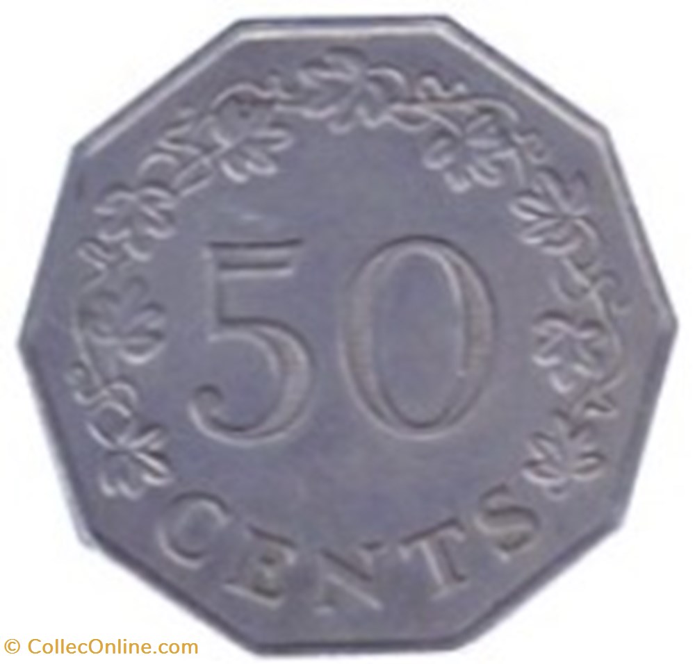 50 cents 1972 Malte monnaies monde 50 cents 1972 malte