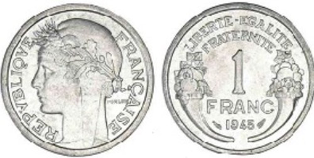 1 Franc Morlon 1945 monnaies 1 franc morlon 1945