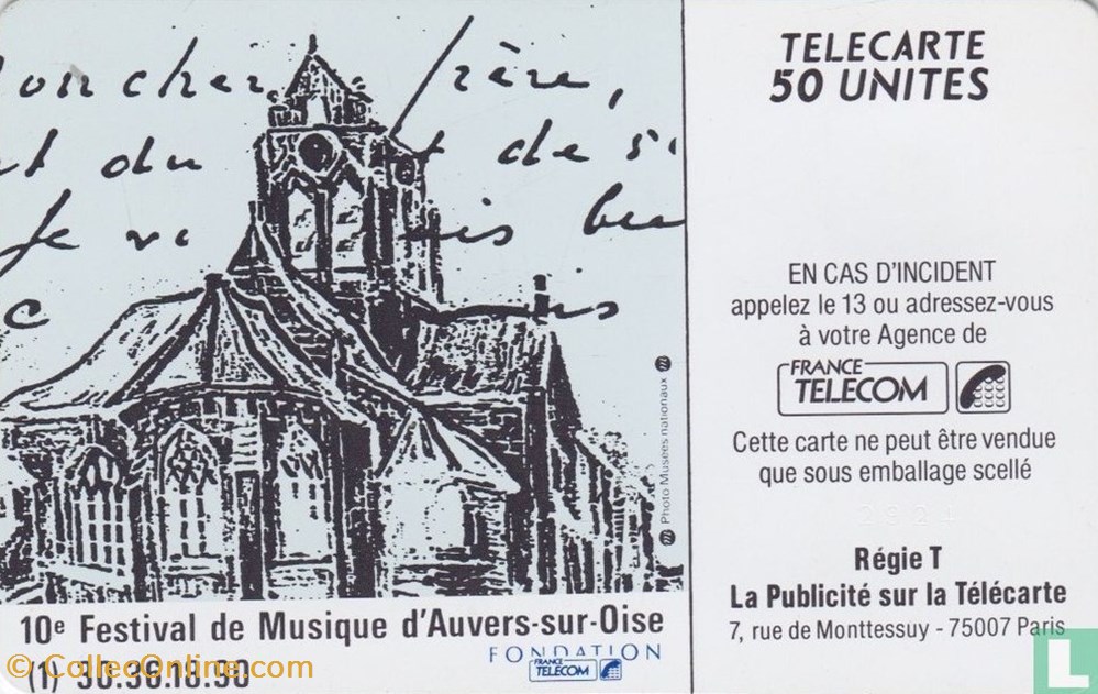 divers telecartes cartes telephoniques france vincent van gogh 1853 1890 solaic 02 1987