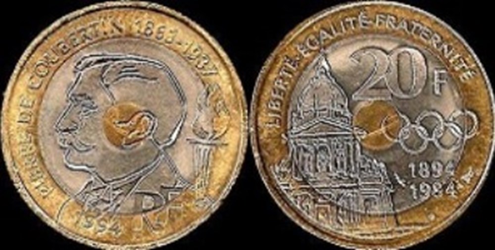 20 Francs Pierre de Coubertin 1994 monnaies 20 francs pierre de coubertin 1994
