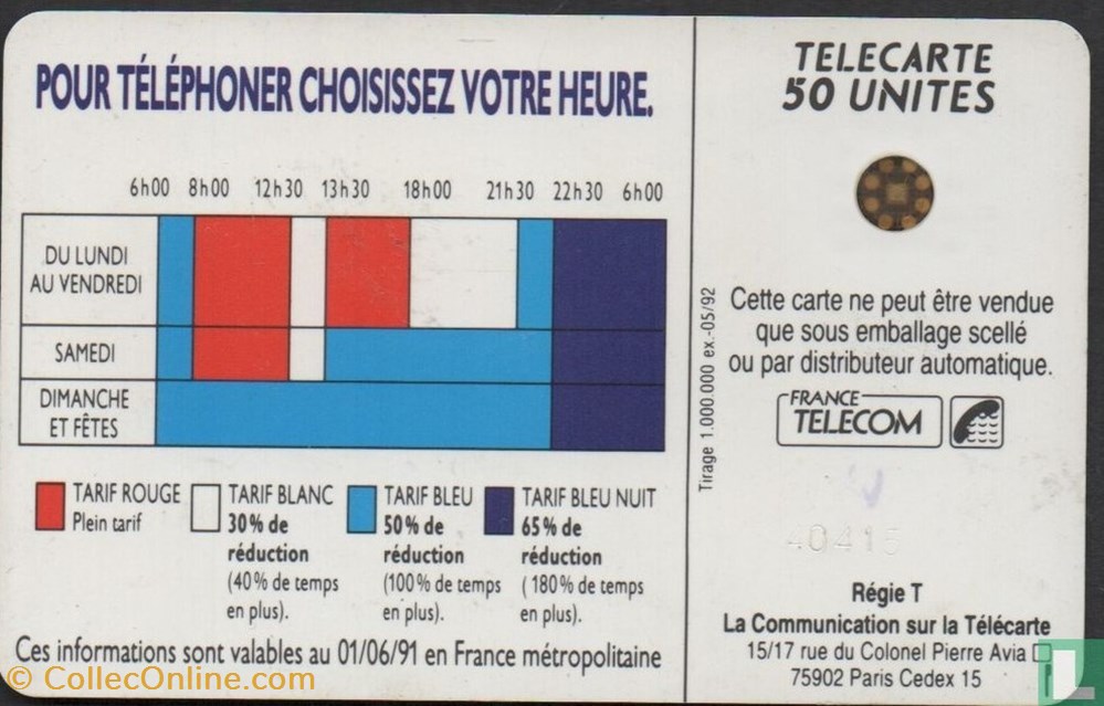 divers telecartes cartes telephoniques france les tarifs reduits 18h00 schlumberger 04an