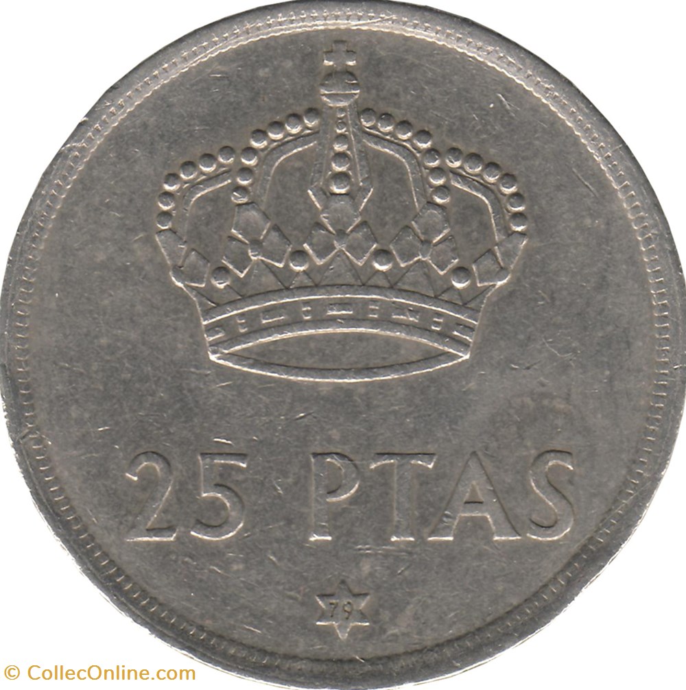 25 Pesetas Espagne 1975 (80) monnaies monde 25 pesetas espagne 1975 80