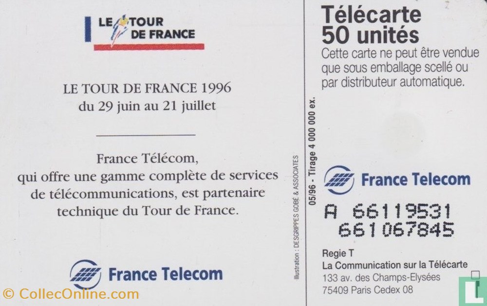 divers telecartes cartes telephoniques france tour de france 96 solaique 03 1990