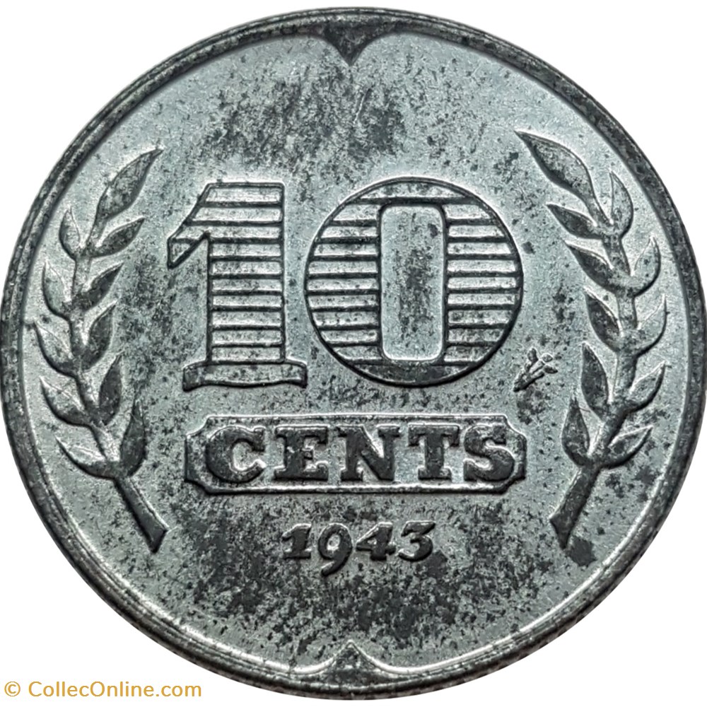 10 cent Pays-Bas 1942 (occupation Allemande) monnaies monde 10 cent pays bas 1942 occupation allemande