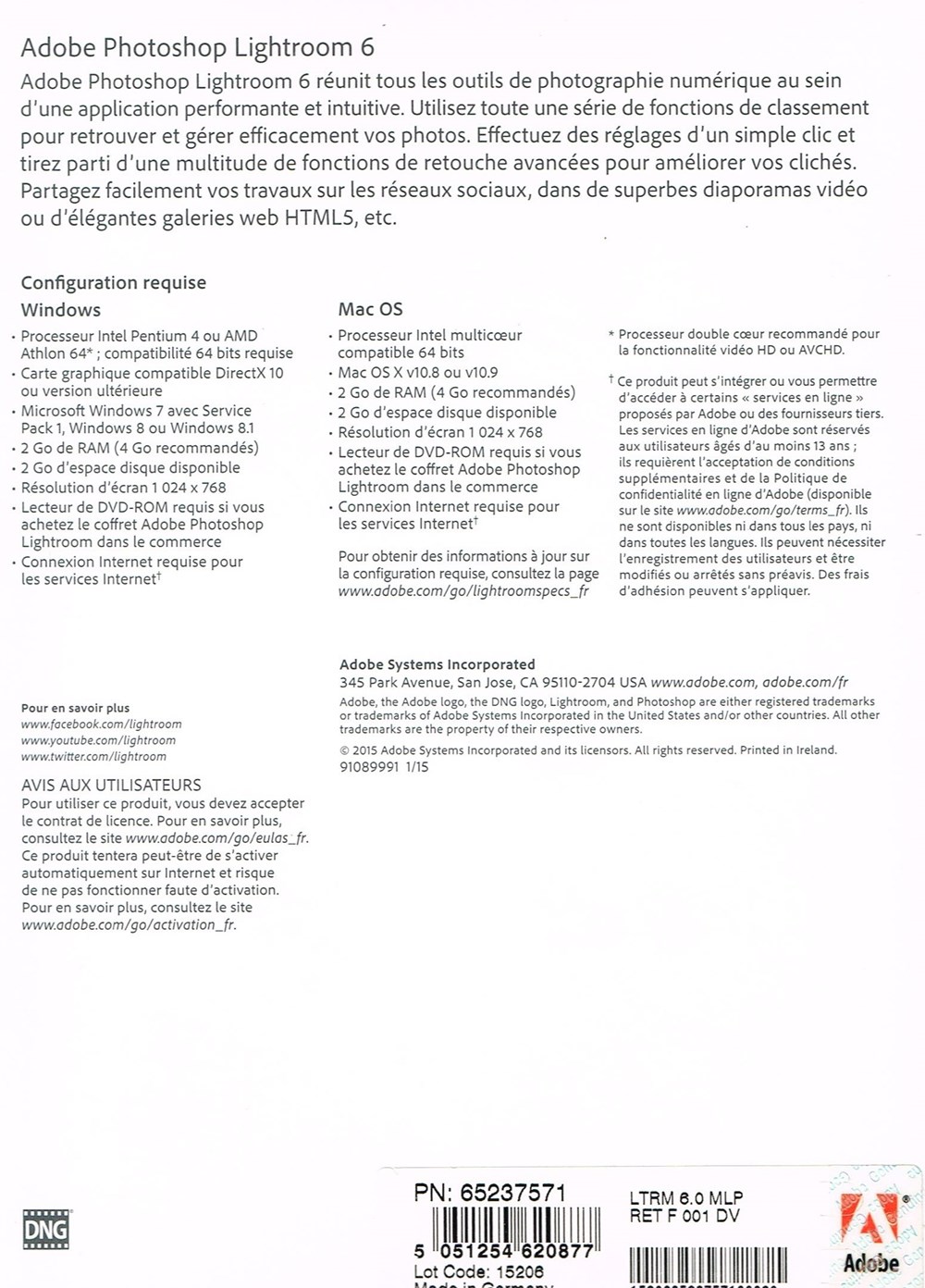 informatique logiciels adobe photoshop lightroom 6