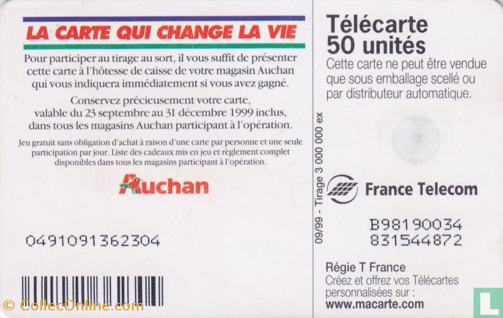 France- Auchan- Gemplus 01.2 divers telecartes cartes telephoniques france auchan gemplus 01 2