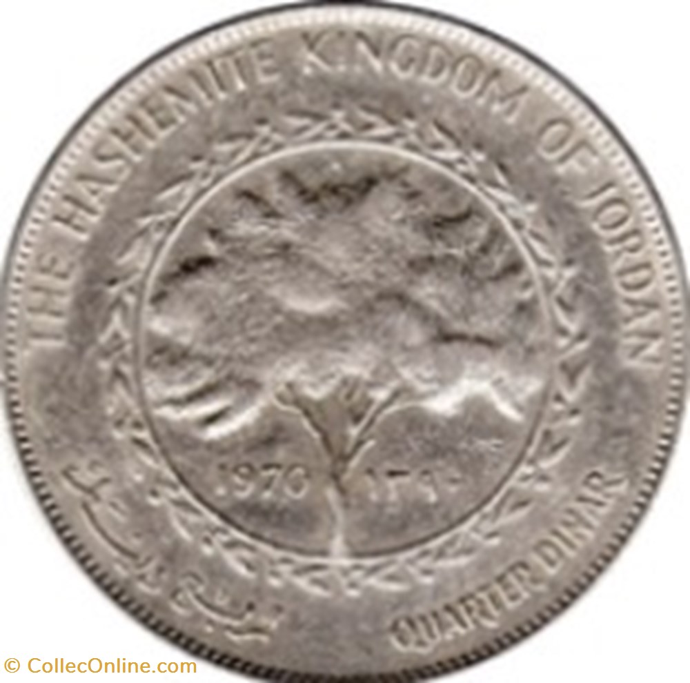 ¼ dinar - Hussein Jordanie 1970 monnaies monde dinar hussein jordanie 1970