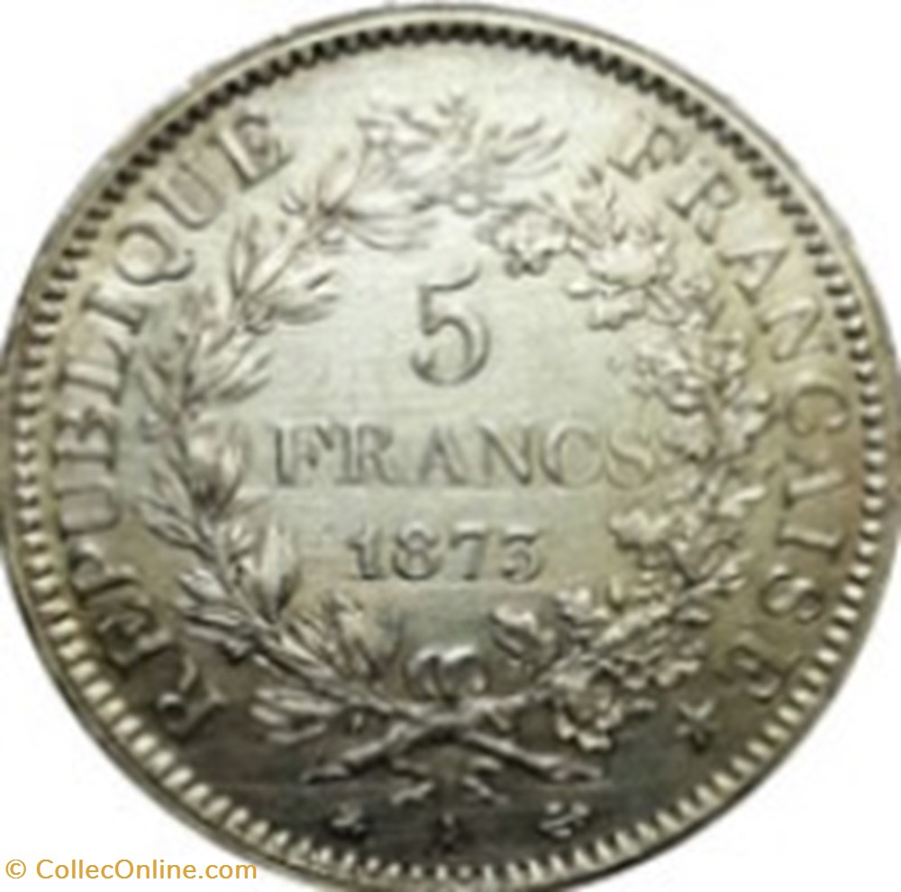 5 francs Hercule IIIe République 1875 K - France monnaies 5 francs hercule iiie republique 1875 k france