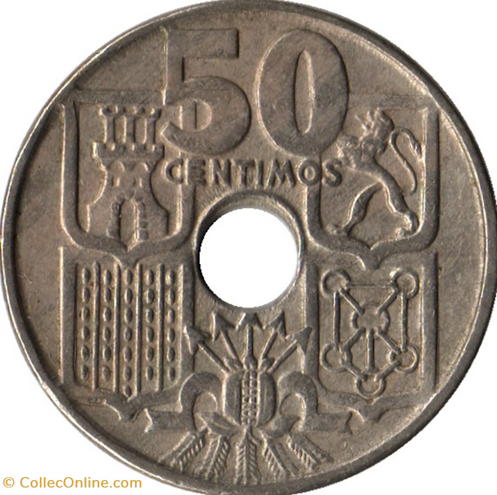 50 Centimos Espagne 1963 (65) monnaies monde 50 centimos espagne 1963 65