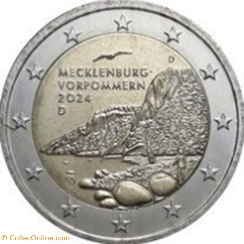 2 euros Parc national de Jasmund-Allemagne 2024 D monnaies 2 euros parc national de jasmund allemagne 2024 d