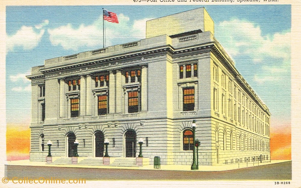 cartes postales etats unis washington spokane post office