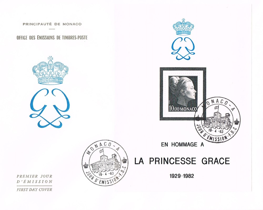 Document 1er jour Monaco La princesse Grace timbres europe document 1er jour monaco la princesse grace