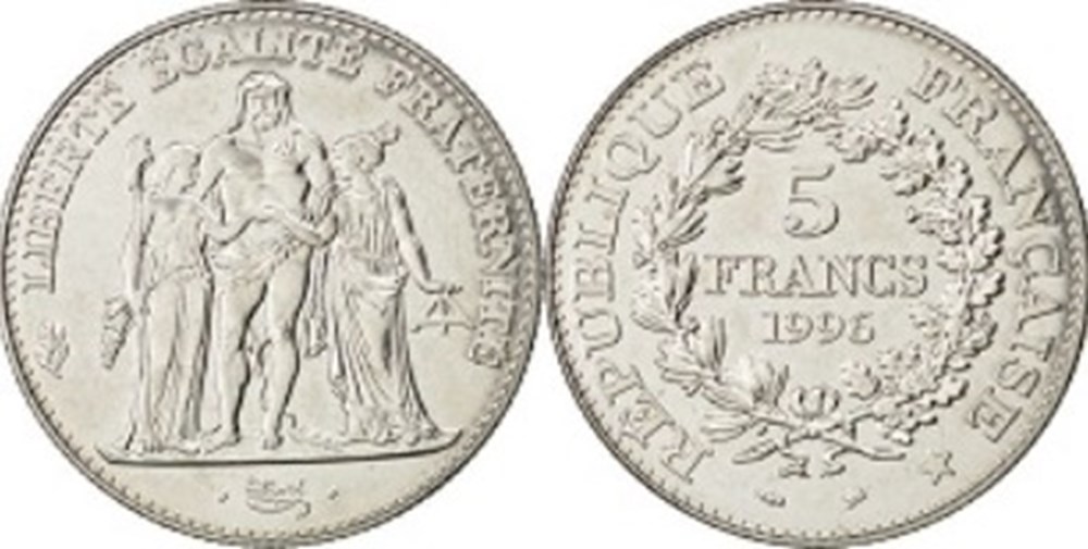 5 Francs Hercule 1996 monnaies 5 francs hercule 1996