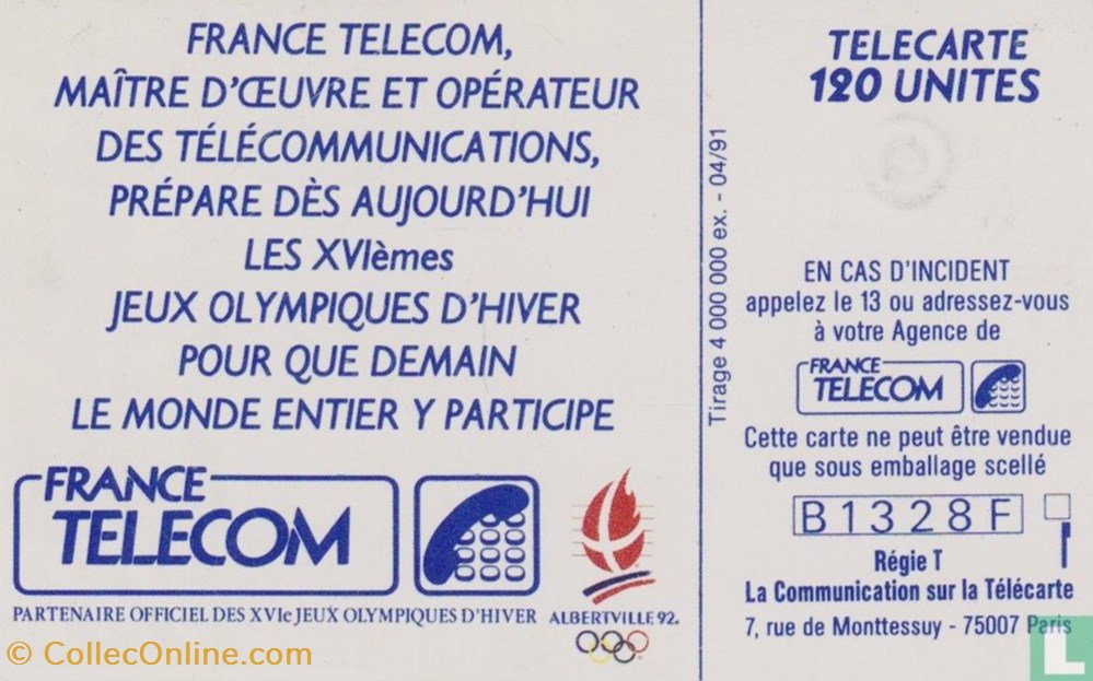 France- Skieur- Gemplus 01.1 (1988) divers telecartes cartes telephoniques france skieur gemplus 01 1 1988