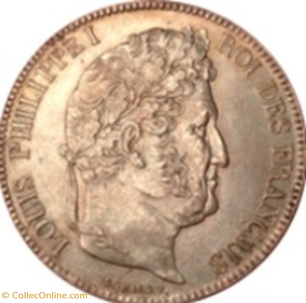 5 francs - Louis-Philippe Ier Type Domard, 2e retouche, tranche en relief 1839 A - France monnaies 5 francs louis philippe ier type domard 2e retouche tranche en relief 1839 a france