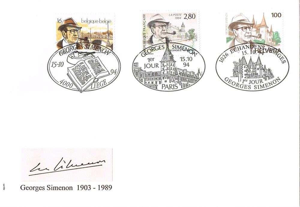 timbres europe document 1er jour george simenon
