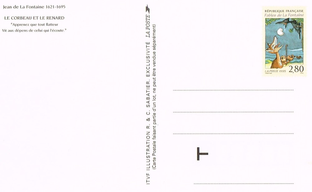 timbres europe carte poste jean de la fontaine