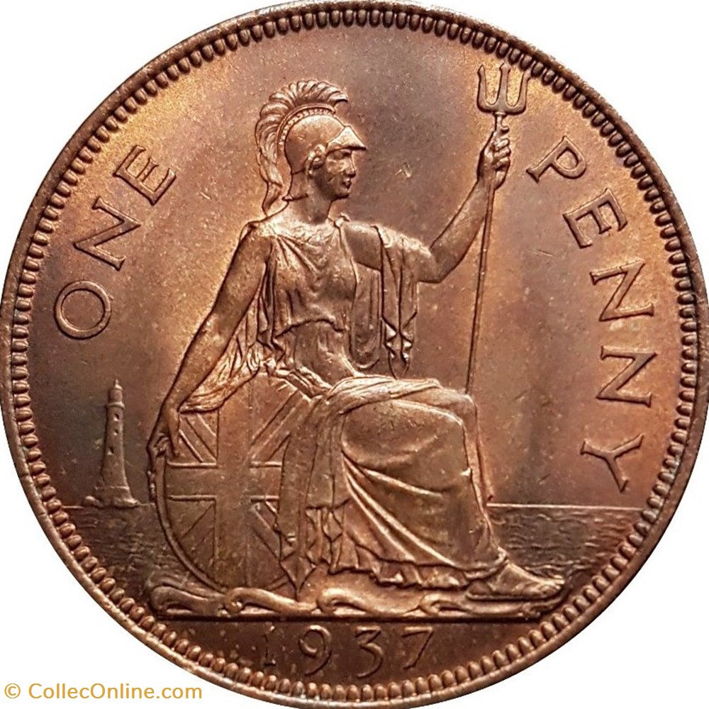 1 penny George VI avec "IND:IMP." Angleterre 1937 monnaies monde royaume uni 1 penny george vi avec ind imp angleterre 1937